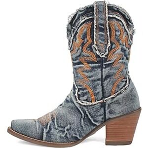Dingo Yall Need Dolly Blue Denim Western Cowboy Boots Women 9.5‎ NIB